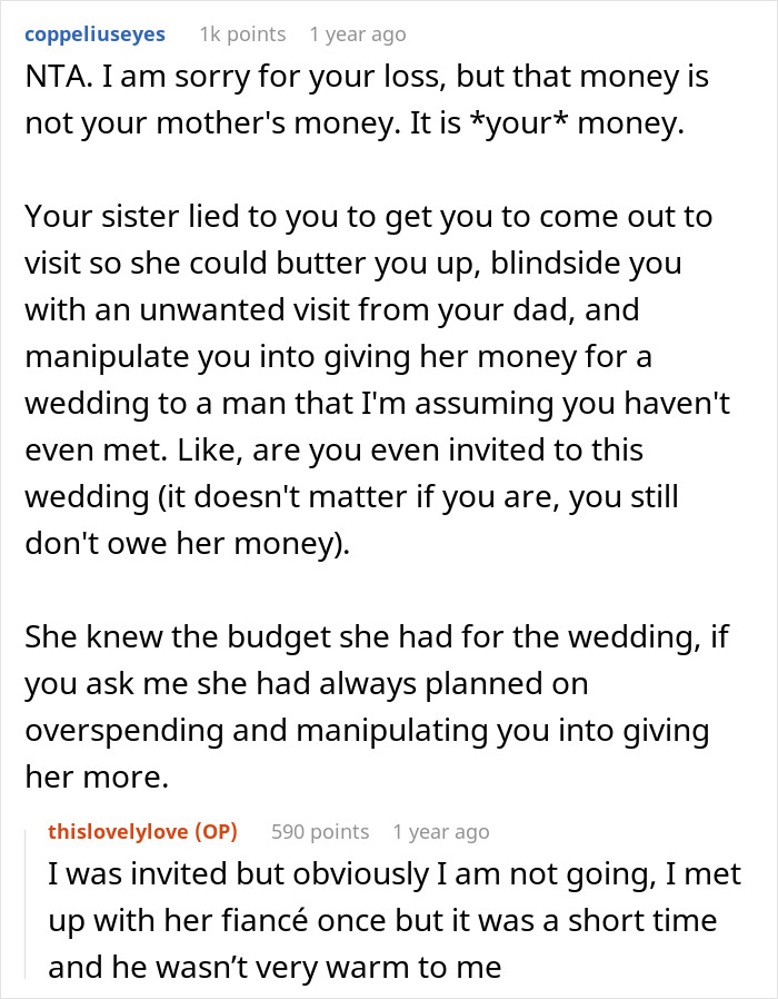 Woman Tries To Guilt-Trip Her Sister Into Paying For Her Massive Wedding With 200 Guests Woman Tries To Guilt-Trip Her Sister Into Paying For Her Massive Wedding With 200 Guests