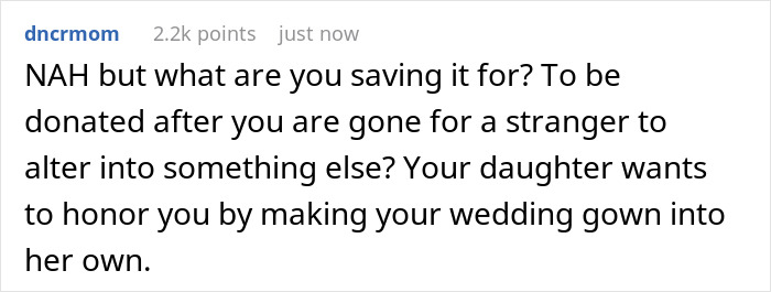 Mom Won't Lend Her Wedding Dress As Promised So That Her Daughter Can Cut It Up