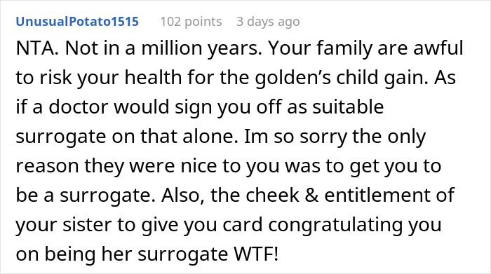 Family Screams At Woman After She Refuses To Be Her Spoiled Sister's Surrogate