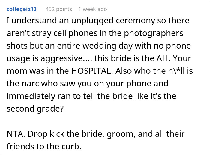 Bride Berates BFF For Answering An Emergency Call At Her ‘Unplugged Wedding’ Bride Berates BFF For Answering An Emergency Call At Her ‘Unplugged Wedding’
