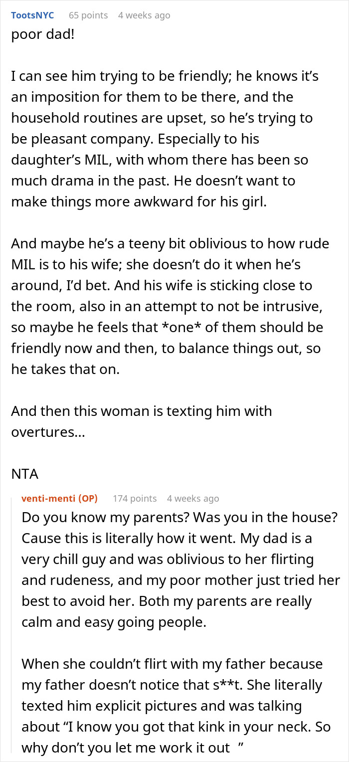 Woman’s MIL Flirts With Her Dad, Calls Cops On Him & His Wife After Her Intentions Are Exposed Woman’s MIL Flirts With Her Dad, Calls Cops On Him & His Wife After Her Intentions Are Exposed