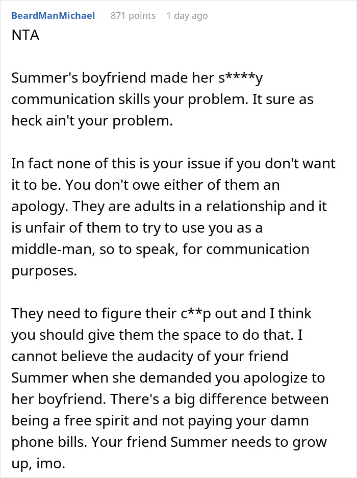 Woman Says She Won’t Apologize To Friend’s BF For Losing Her Cool After His 51st Call To Her Woman Says She Won’t Apologize To Friend’s BF For Losing Her Cool After His 51st Call To Her