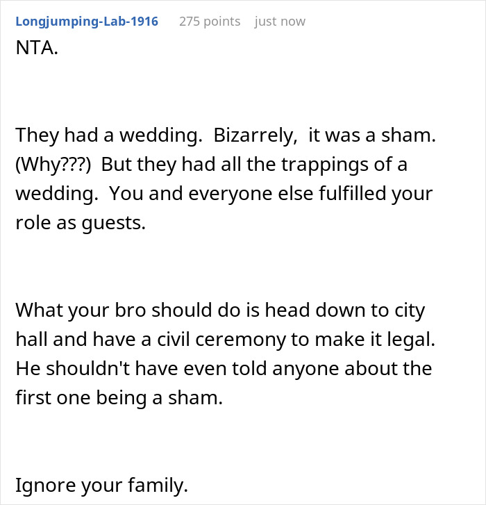 Person Gets Invited To Brother&rsquo;s 2nd Wedding, Says No After They Learn Truth About The 1st One