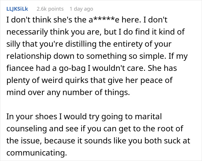 Husband Wants A Divorce After Finding Wife&rsquo;s &ldquo;Go Bag&rdquo;, Gets A Reality Check Online