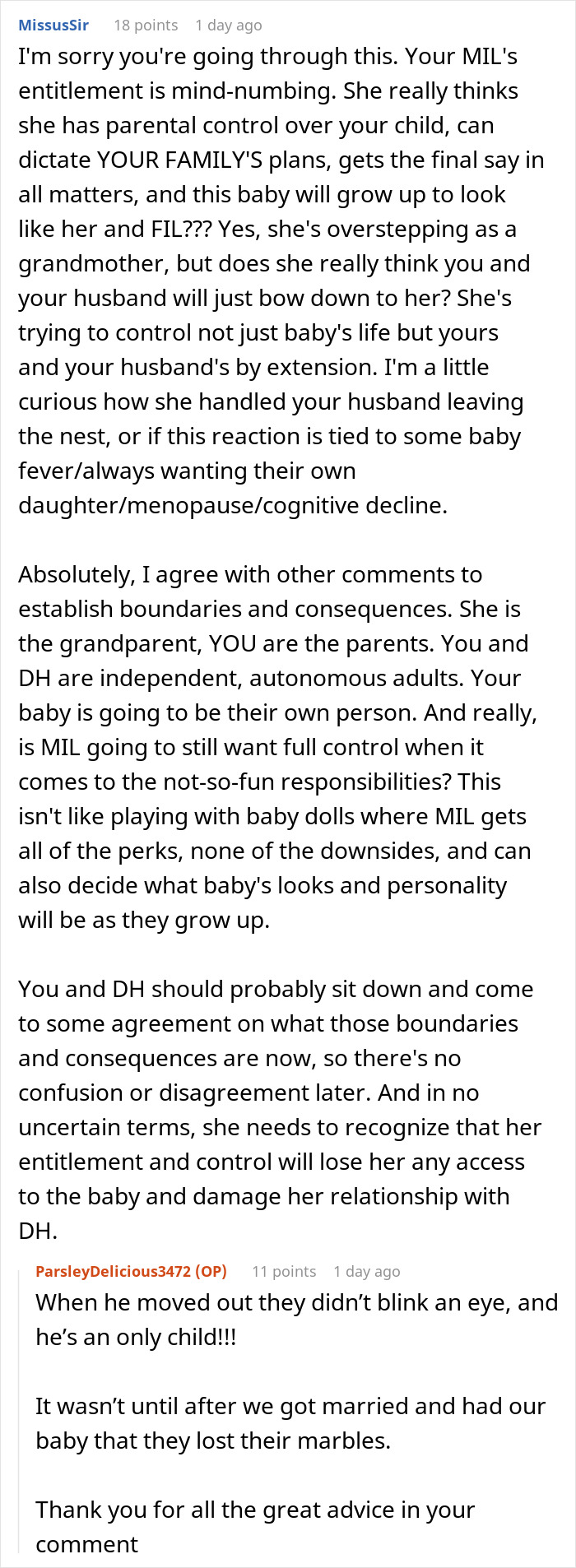 Woman Dumbfounded After Realizing MIL Thinks Her New Baby Is For Her