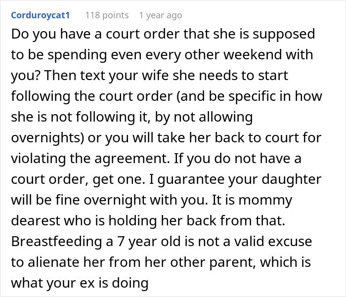 Dad Is Fed Up With Ex-Wife Breastfeeding 7 Y.O Daughter And Saying She’ll Stop “When She’s Ready” Dad Is Fed Up With Ex-Wife Breastfeeding 7 Y.O Daughter And Saying She’ll Stop “When She’s Ready”