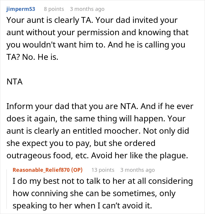 Aunt Racks Up $300 In Food, Is Shocked When She Hears They're Splitting The Bill Aunt Racks Up $300 In Food, Is Shocked When She Hears They're Splitting The Bill