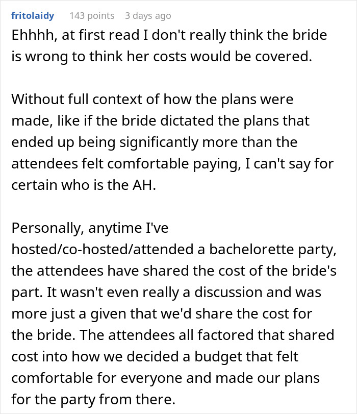 &ldquo;Is It Too Much To Expect A Little Spoiling?&rdquo;: Bride Upset After Covering Bachelorette Costs