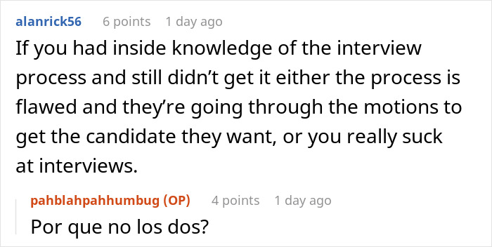 Person Reveals Interview Secrets To Applicant, Making Sure Candidate With Unfair Advantage Loses