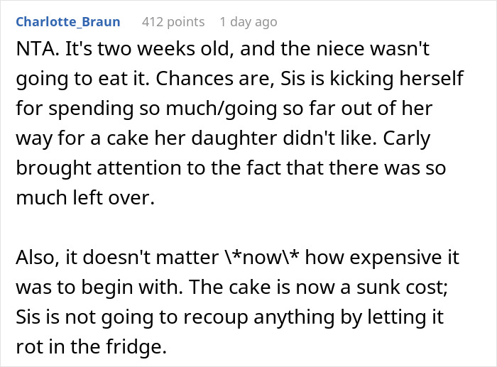 Woman Is In Disbelief After Sister Asks Her To Chip In For The Cake That Her Daughter Ate 2 Pieces Of Woman Is In Disbelief After Sister Asks Her To Chip In For The Cake That Her Daughter Ate 2 Pieces Of