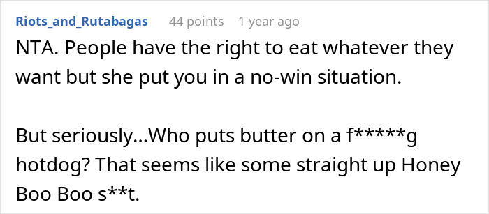 Woman Asks SIL To Stop Putting Butter On Her Food In Front Of Her Daughter