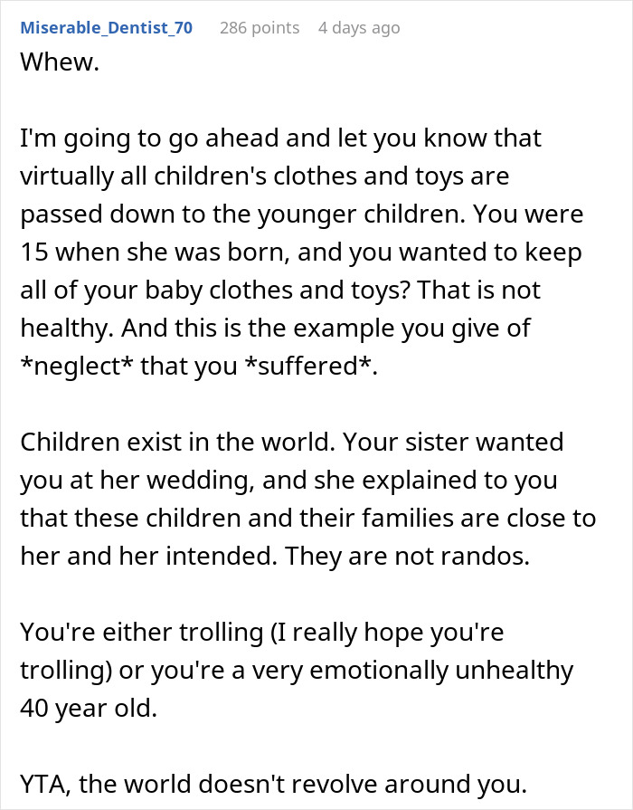 Woman Seeks Support After Being “Uninvited” From Sister’s Wedding, Gets Dragged Instead Woman Seeks Support After Being “Uninvited” From Sister’s Wedding, Gets Dragged Instead