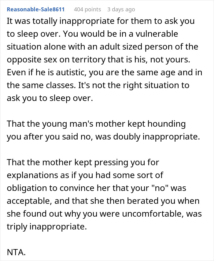 Woman Is Incredibly Enraged After 18 Y.O. Girl Refuses To Sleep Over With Her Son Of Same Age