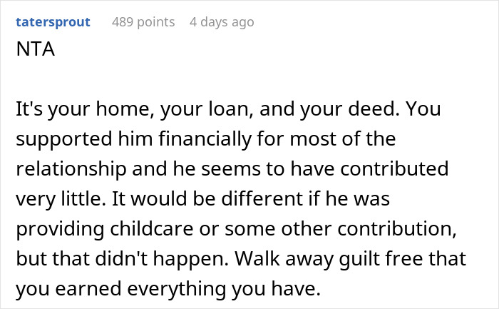 Ex Feels Entitled To Half Of House Sale Earnings, Is Shocked To Be Left With Nothing