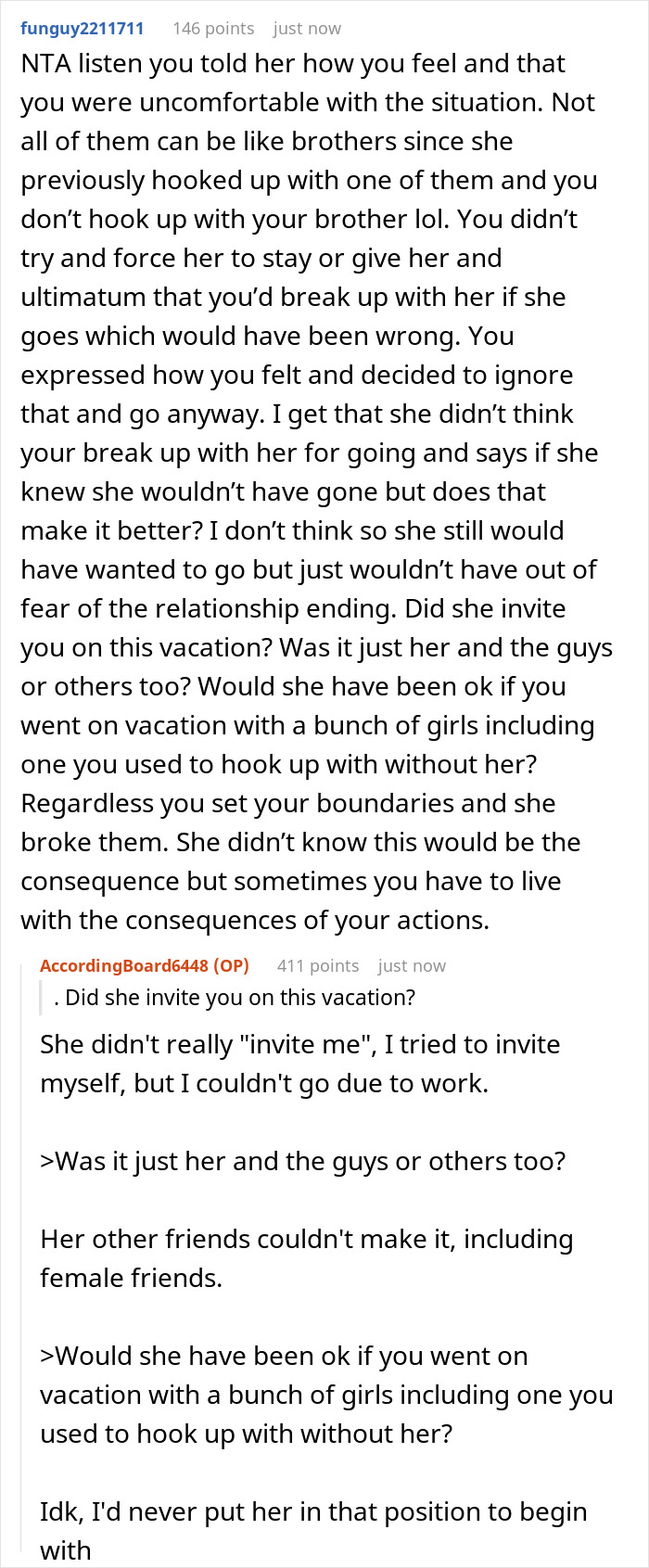 Woman Upset BF Didn’t Warn Her That Her Vacation With Her Ex Means They’re Breaking Up Woman Upset BF Didn’t Warn Her That Her Vacation With Her Ex Means They’re Breaking Up