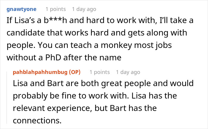 Person Reveals Interview Secrets To Applicant, Making Sure Candidate With Unfair Advantage Loses