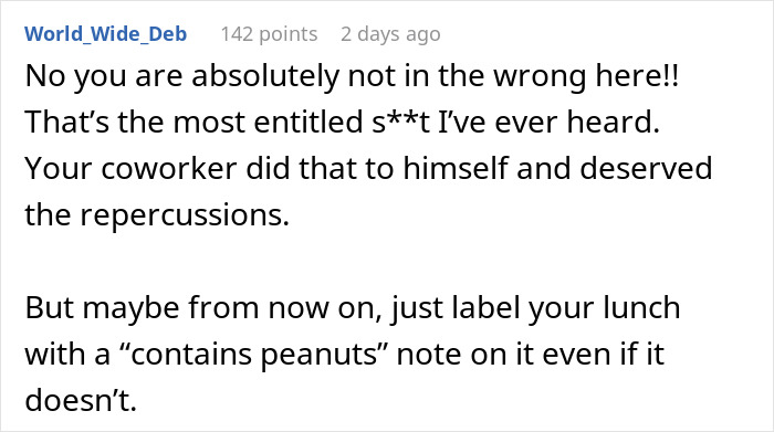 Woman Faces Backlash At Work After A Food Thief With A Severe Allergy Steals Her Lunch