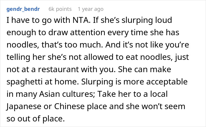 Text post discussing a woman ordering spaghetti after promising her boyfriend she wouldn&rsquo;t, causing him to leave the restaurant.