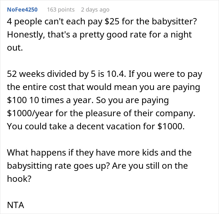 Woman Refuses To Chip In For Babysitting Because She Doesn&rsquo;t Even Have Kids, Asks If She&rsquo;s A Jerk