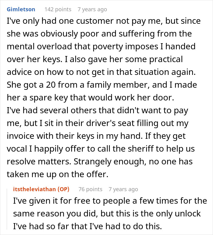 "Wait, You Mean I Have To Pay For This?": Locksmith Teaches Entitled Customer A Lesson "Wait, You Mean I Have To Pay For This?": Locksmith Teaches Entitled Customer A Lesson