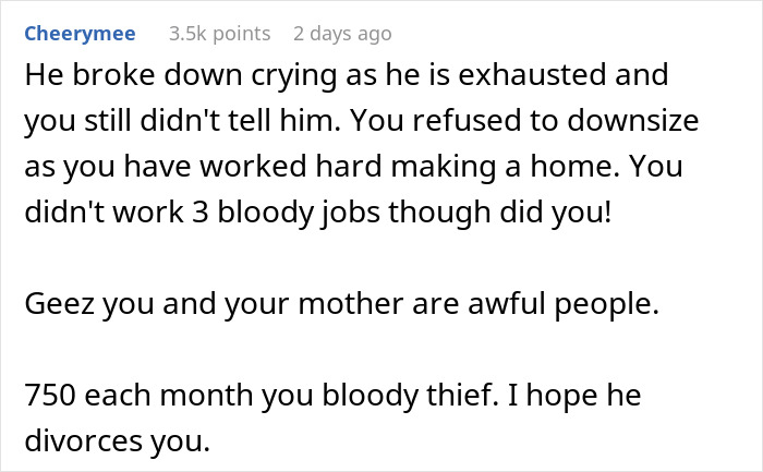 Man Breaks Down Crying After Learning His SAH Wife Has $47k Stashed Away While He's Struggling