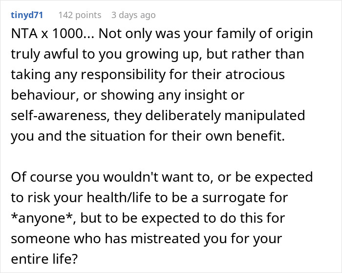 Family Screams At Woman After She Refuses To Be Her Spoiled Sister's Surrogate