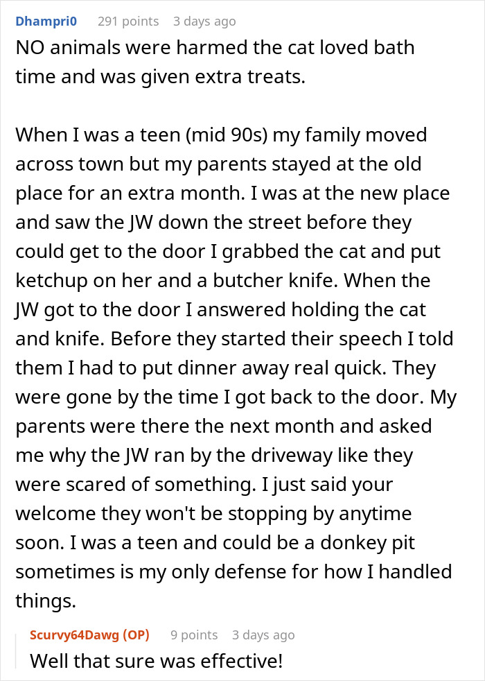 Man Comes Up With A Clever Way To Get Rid Of Jehovah's Witnesses After His Black Cat Comes Up Man Comes Up With A Clever Way To Get Rid Of Jehovah's Witnesses After His Black Cat Comes Up