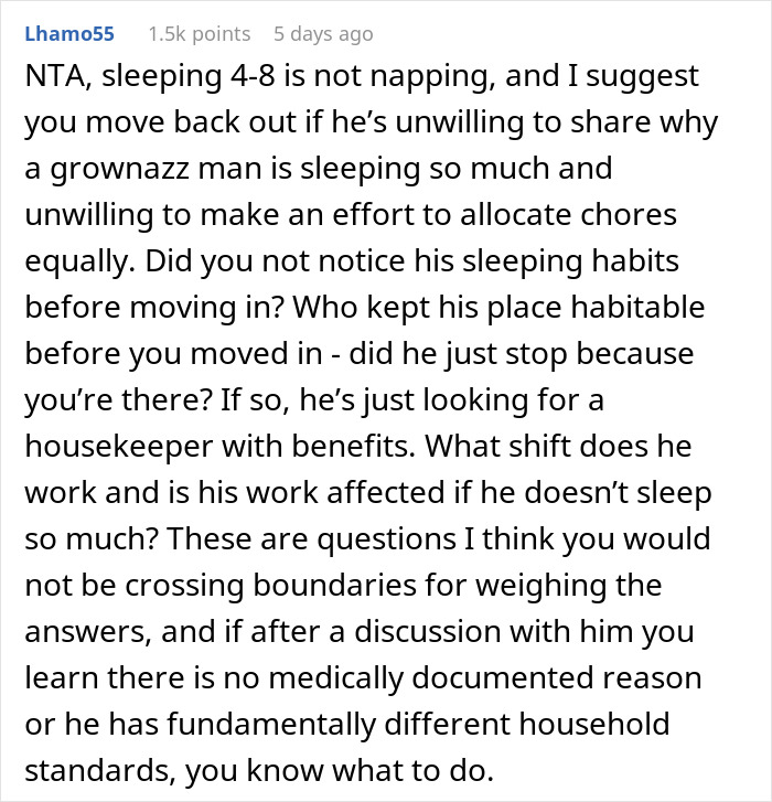 Girlfriend Is Confused Why Her BF Takes 4-Hour Naps, Begs Him To Help Her With Chores Girlfriend Is Confused Why Her BF Takes 4-Hour Naps, Begs Him To Help Her With Chores