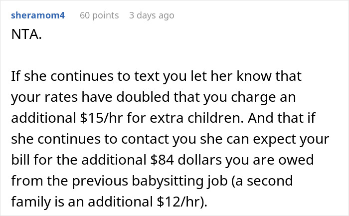 Woman Calls Babysitter Rude After She Refuses To Babysit Again