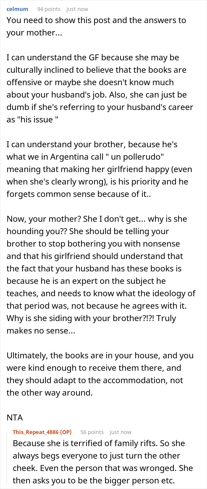Woman Calls Her SIL And Brother &ldquo;Uneducated&rdquo; And Refuses To Hide Sensitive Books When They&rsquo;re Over