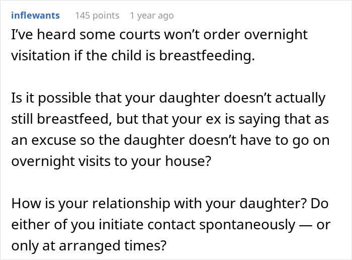 Dad Is Fed Up With Ex-Wife Breastfeeding 7 Y.O Daughter And Saying She’ll Stop “When She’s Ready” Dad Is Fed Up With Ex-Wife Breastfeeding 7 Y.O Daughter And Saying She’ll Stop “When She’s Ready”