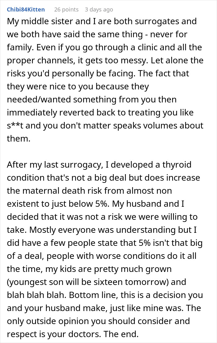 Family Screams At Woman After She Refuses To Be Her Spoiled Sister's Surrogate