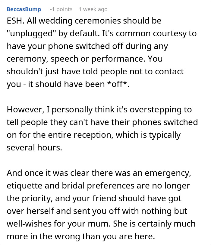 Bride Berates BFF For Answering An Emergency Call At Her ‘Unplugged Wedding’ Bride Berates BFF For Answering An Emergency Call At Her ‘Unplugged Wedding’