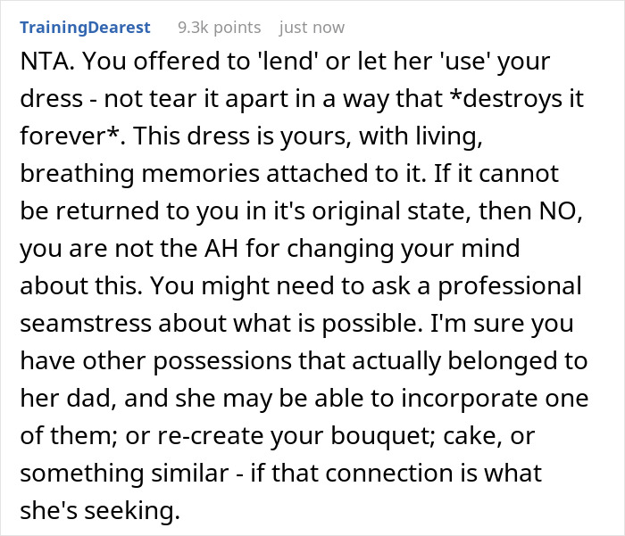 Mom Won't Lend Her Wedding Dress As Promised So That Her Daughter Can Cut It Up