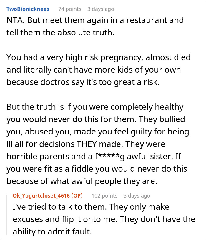 Family Screams At Woman After She Refuses To Be Her Spoiled Sister's Surrogate