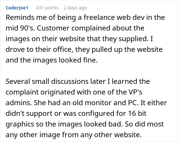 Team Manager Takes Designer's Big Monitors Away To Show How Real Users See Her Designs