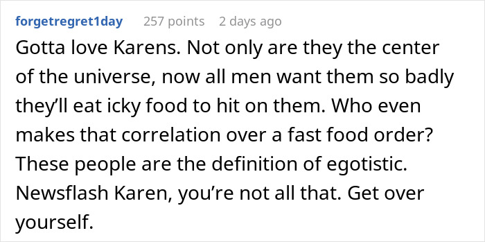 Woman With Main Character Syndrome Freaks Out After Stranger Orders The Same Meal