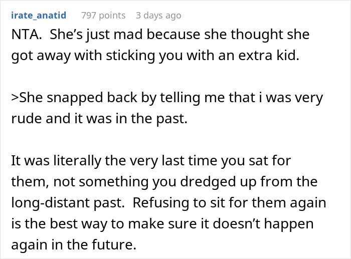 Woman Calls Babysitter Rude After She Refuses To Babysit Again