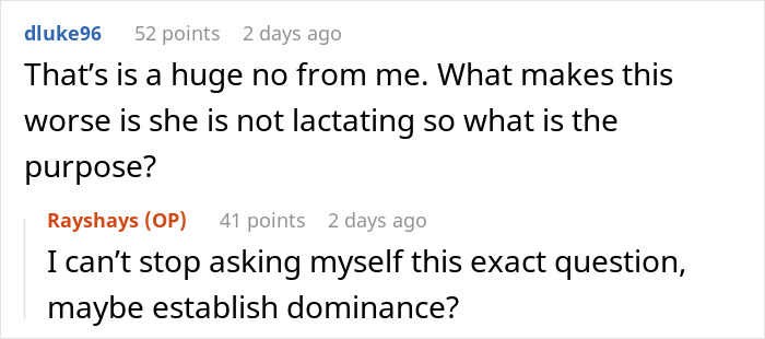 Woman Snatches Baby Away From MIL Who Tried To Breastfeed Him While She Was Showering