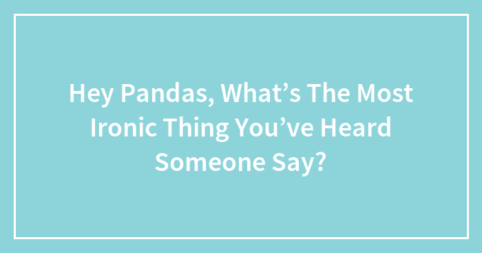 Hey Pandas, What’s The Most Ironic Thing You’ve Heard Someone Say?