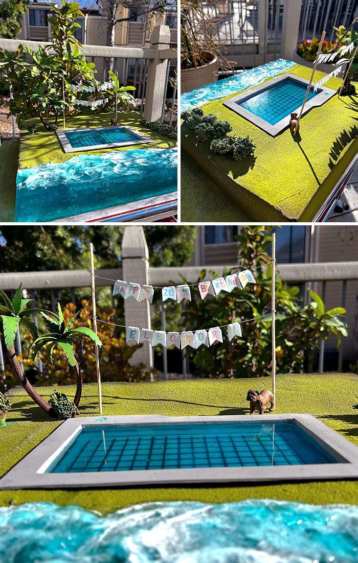 Gradually Begins A Hot Period In California. Swimming Pools Are Our Salvation. That Is This Cake's Theme