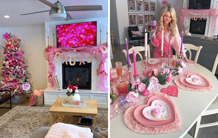 My Home All Decorated For Love Day. I Just Started Doing A Valentine's Tree Last Year, And I'm So Glad I Did