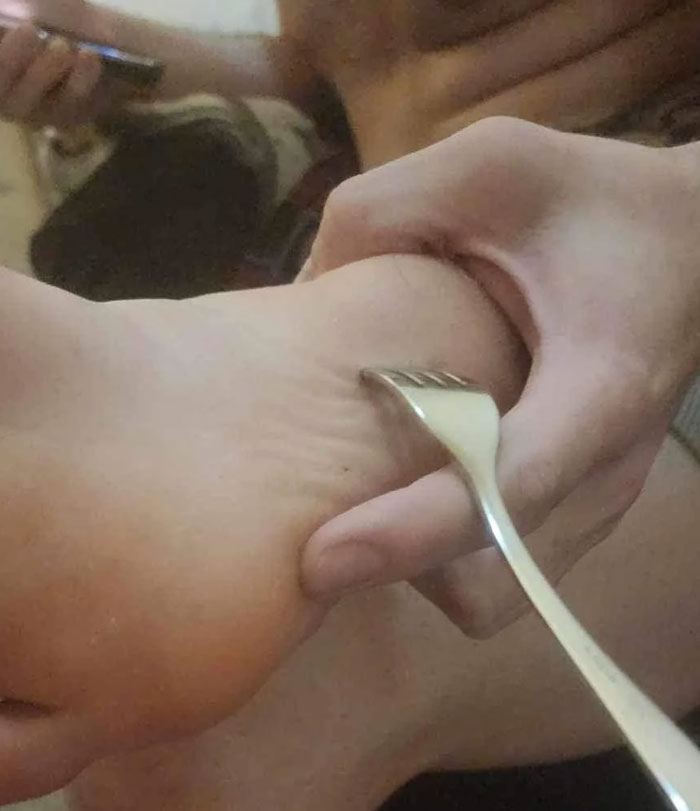 Se me ha caido un tenedor y lo he pisado sin querer