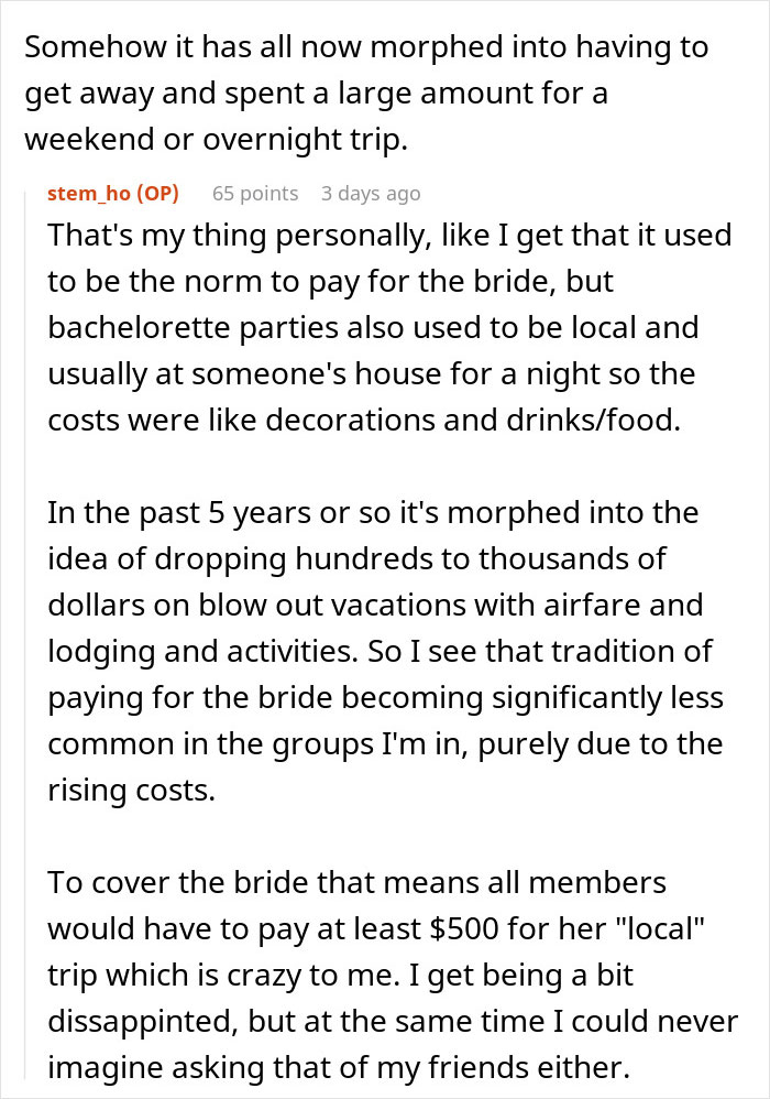 &ldquo;Is It Too Much To Expect A Little Spoiling?&rdquo;: Bride Upset After Covering Bachelorette Costs
