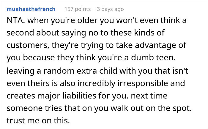 Woman Calls Babysitter Rude After She Refuses To Babysit Again