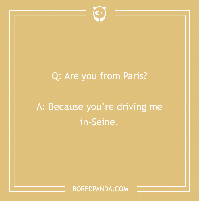 French joke text with a playful Paris pun, emphasizing "in-Seine."