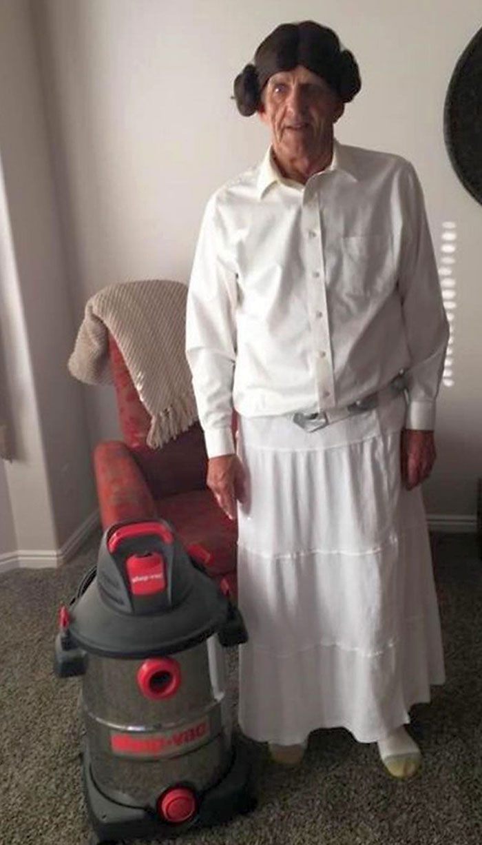 Grandpa's First Attempt At Cosplay, Leia And R2-D2