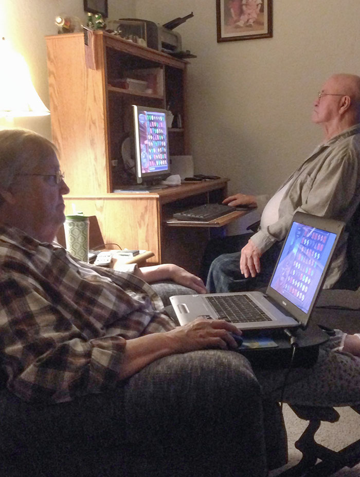 While Visiting My Grandparents I Walk Into The Room To Find Them Separately Playing The Same Game - "Bejeweled". They Are Obsessed