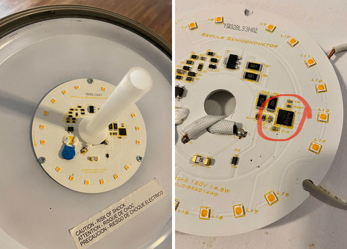 Replaced A Bunch Of Lights In All Of My Rental Properties To Save Money In The Long Run, Only To Have The Light Fail On Each One In The Same Spot On The Board