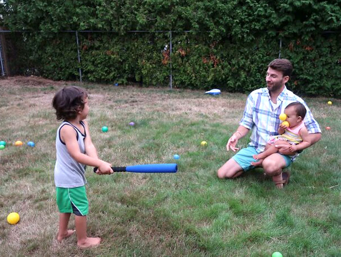 My Son Batting A Ball Back Into My Daughter's Face